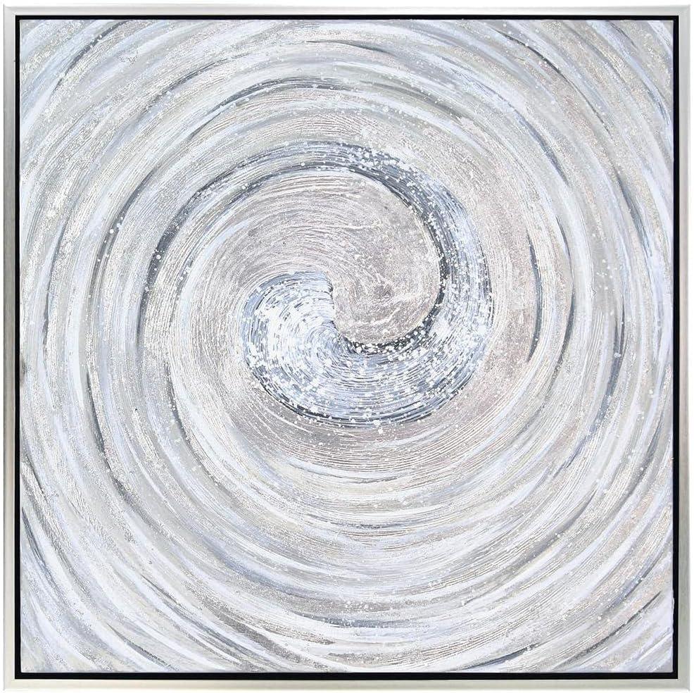 Empire Art Direct Silver Swirl Textured Metallic Hand Painted Framed Triptych Wall Art, 36" x 36" x 1.5", Ready to hang