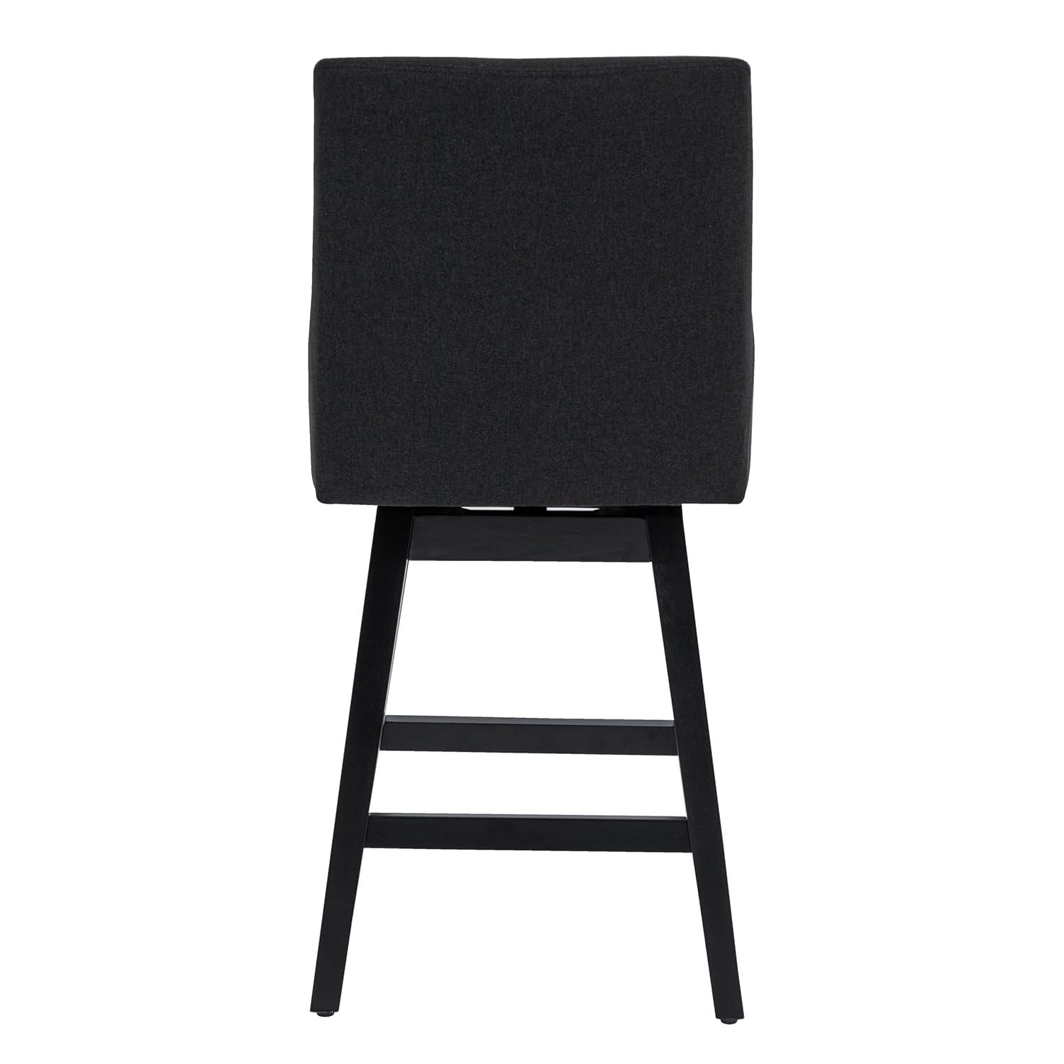 CHITA 26 inch Upholstered Swivel Fabric Counter Bar Stools with Back & Wood Legs Set of 2,Faux Leather in Navy Blue