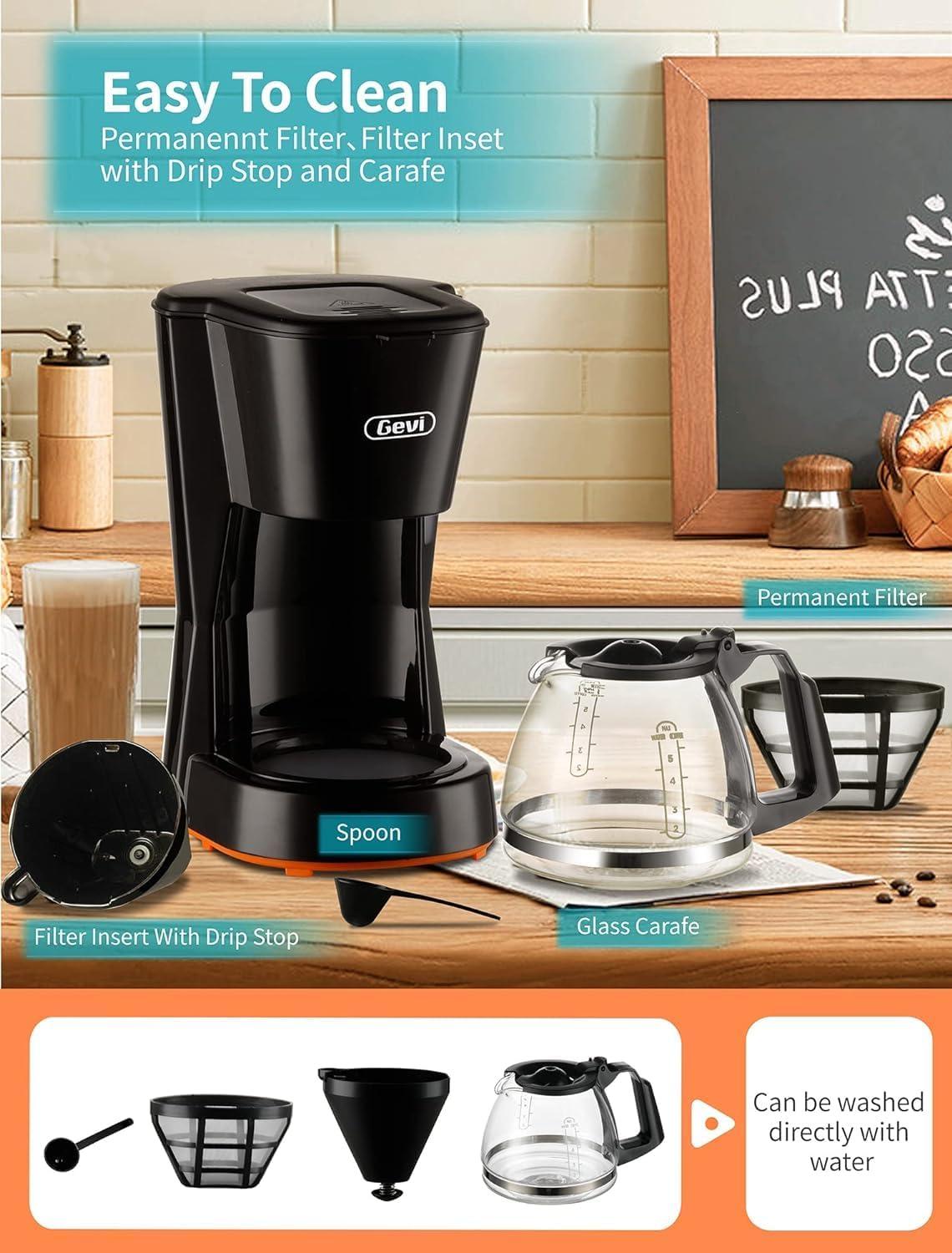 Gevi 5 Cups Small Coffee Maker, Compact Coffee Machine with Filter, Warming Plate and Coffee Pot,New Condition
