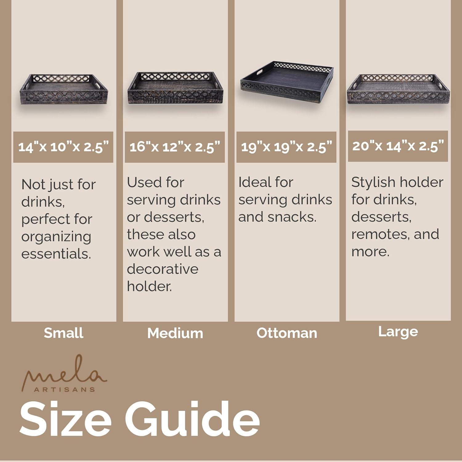 Mela Artisans Rustic Black Trellis Ottoman Decorative Tray