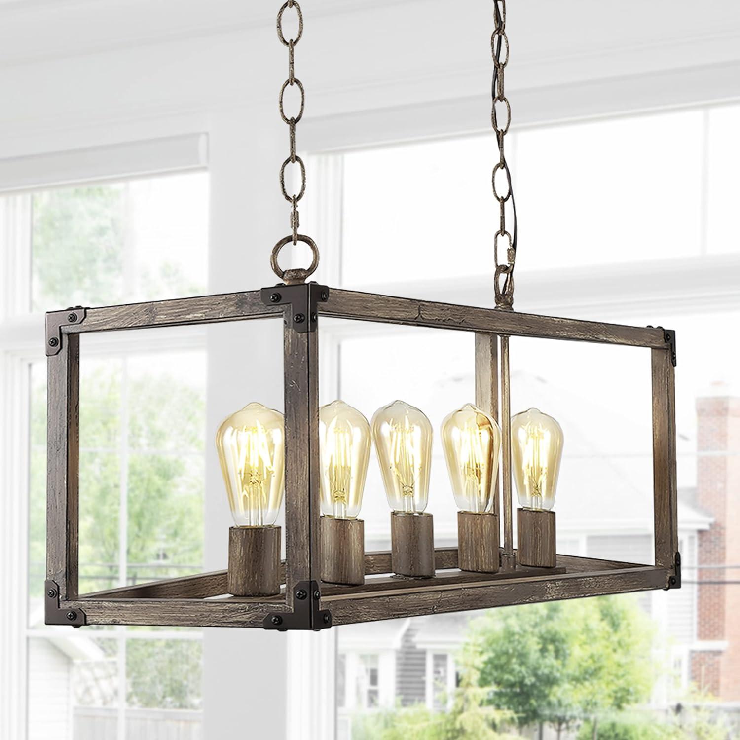 Magnolia Rustic 36" 5-Light Farmhouse LED Pendant in Oil-Rubbed Bronze