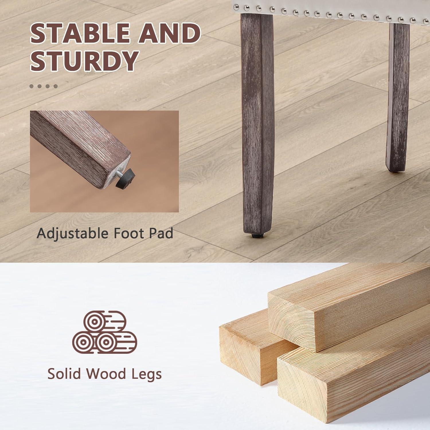 BELLEZE Upholstered Dining Chairs Set of 2, Velvet Luxury Dining Room Chairs with Button Back, Nailhead Trim, Pull-ring, Solid Wood Legs for Kitchen, Living Room, Restaurant - Chandler (Beige)