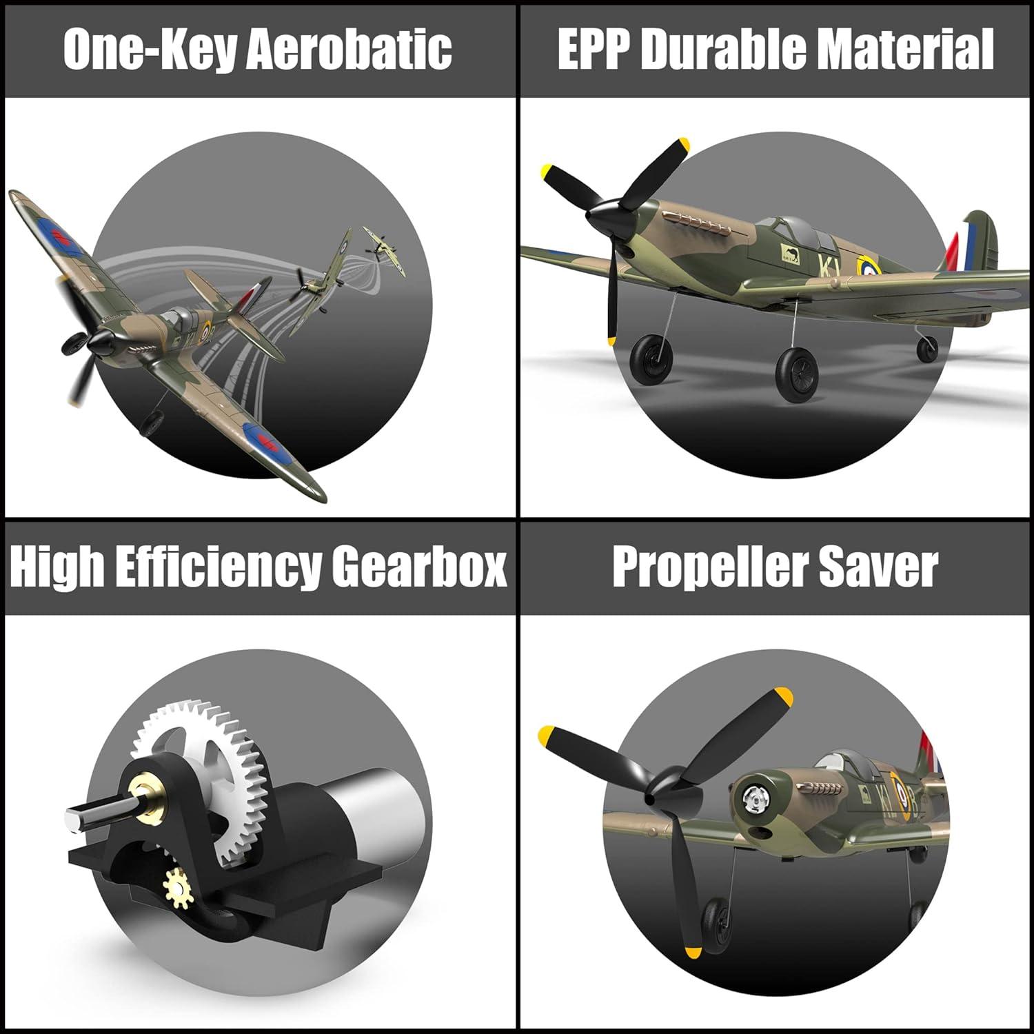 Open Box 4-CH Spitfire One Key Remote Control Airplane with Xpilot Stabilizer