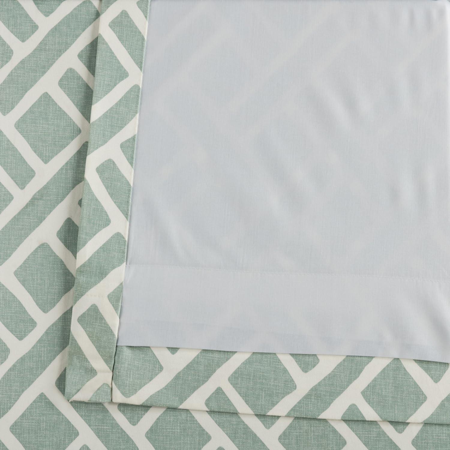Martinique Aqua Printed Cotton Curtain (1 Panel), Martinique Aqua, 50W X 84L