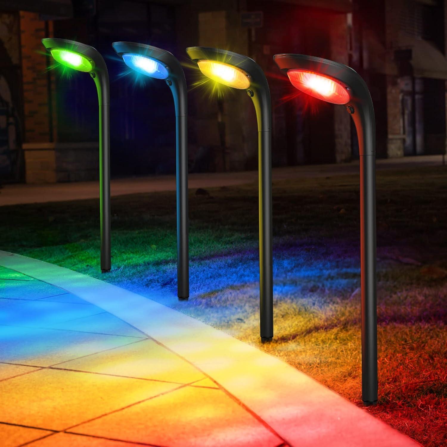 JSOT 4 Pack Solar Pathway Lights, Solar Garden Lights for Walkway, Driveway, Yard, White Light & Warm Light