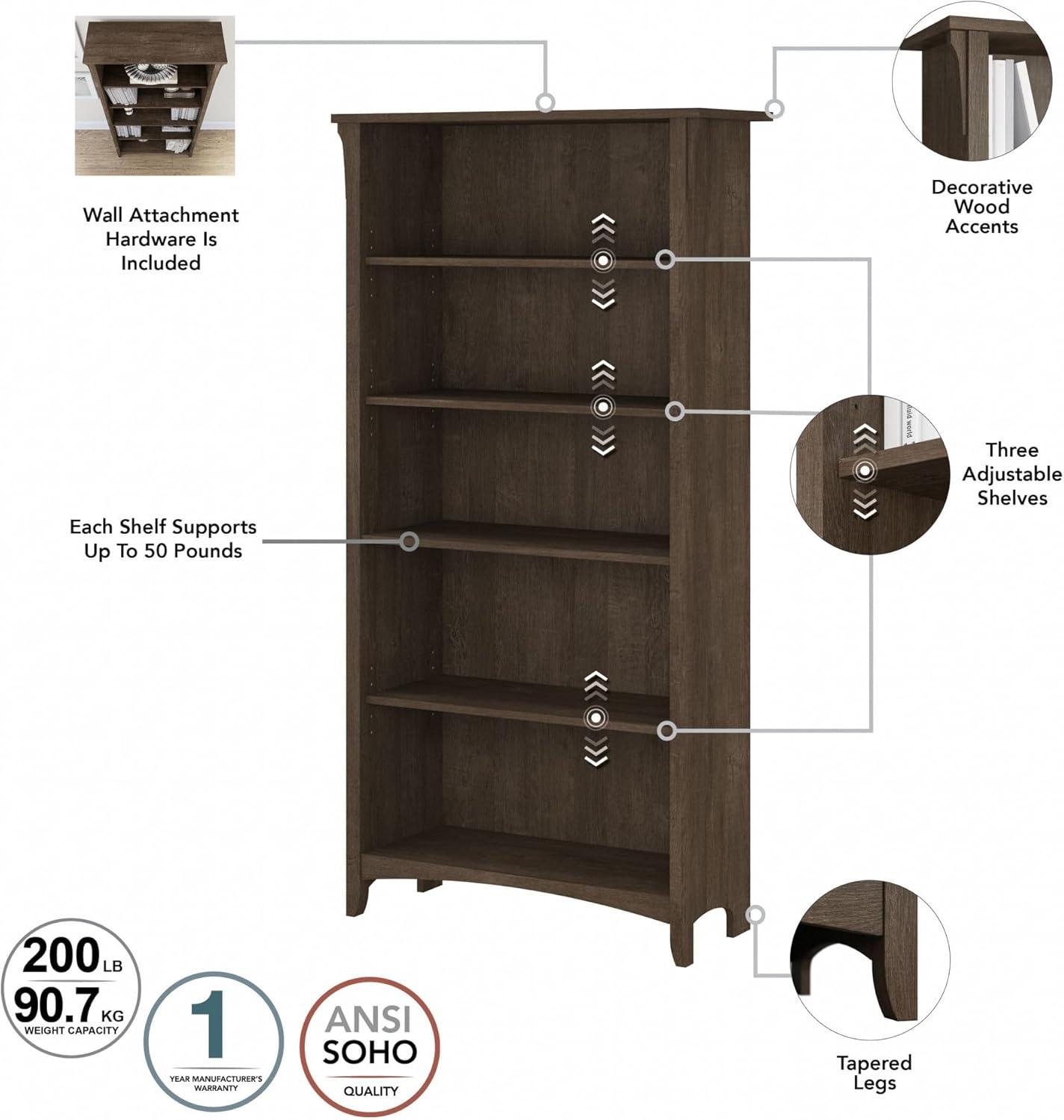 Red Barrel Studio® Khadesha 5 Shelf 63" Standard Bookcase