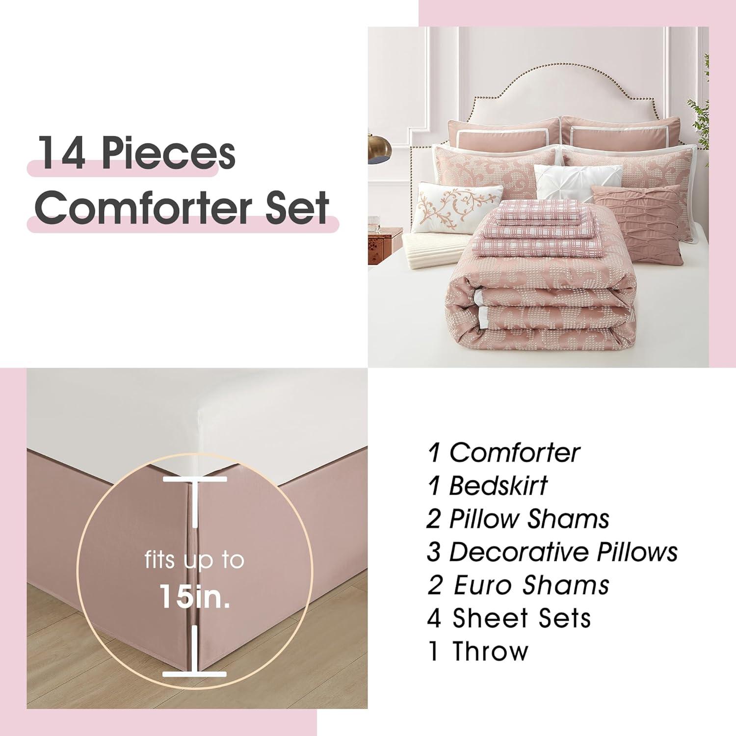 Nanshing America, Inc Janella 14 Piece Luxury Glam Comforter Set