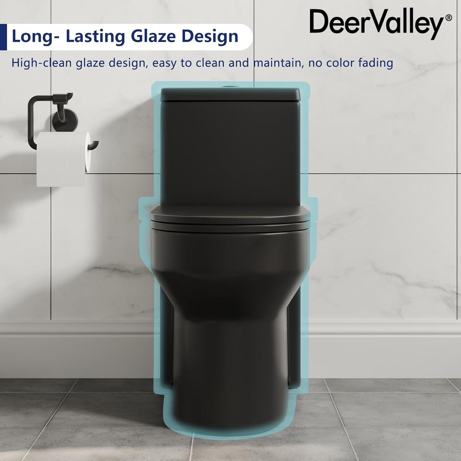 DeerValley Liberty Compact Toilets One-Piece Toilet With High-Efficiency Flush Round Toilet for Space-Saving Floor Mounted (Seat Included)
