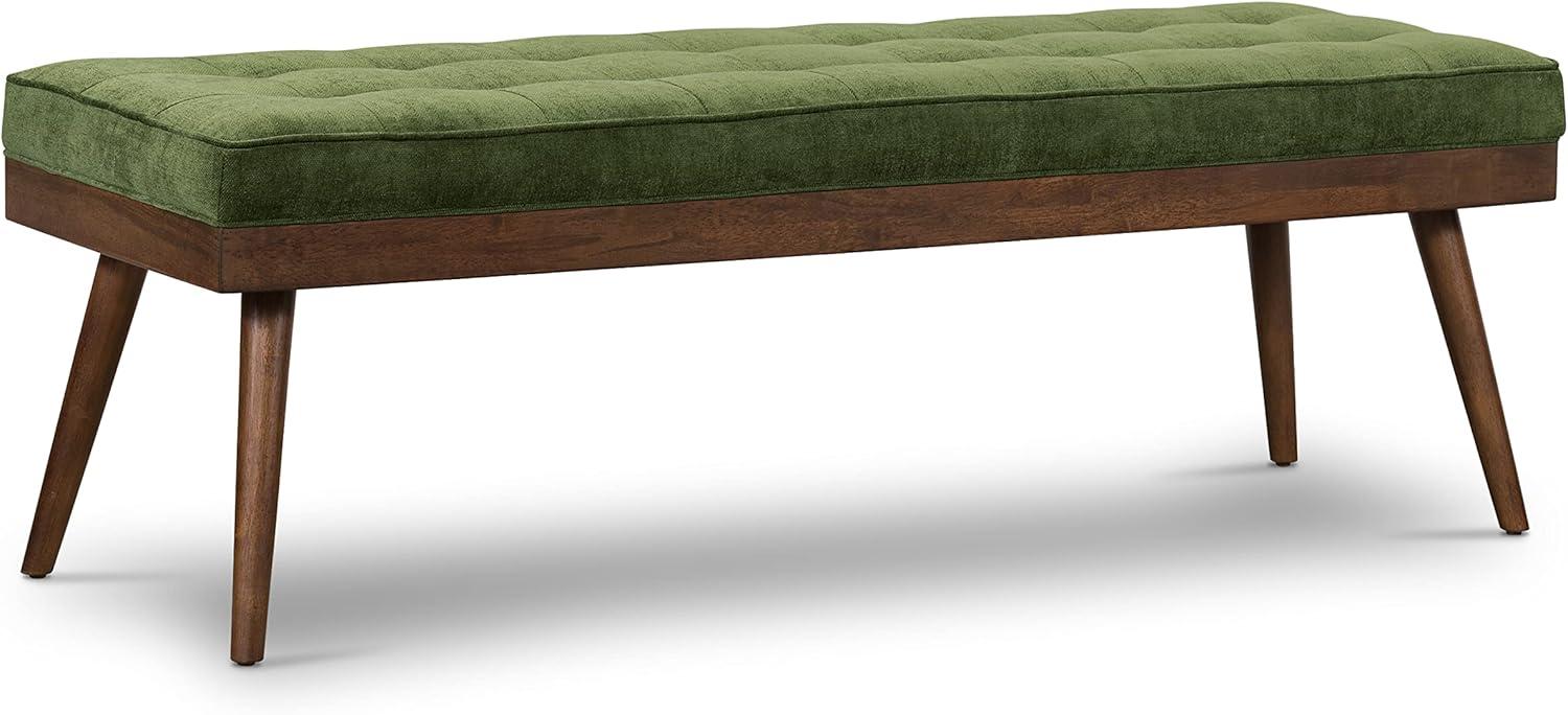 Poly and Bark Poly & Bark Luca Fabric Bench - Tufted Seat with Solid Wood Legs Distressed Green Velvet Velvet Velvet