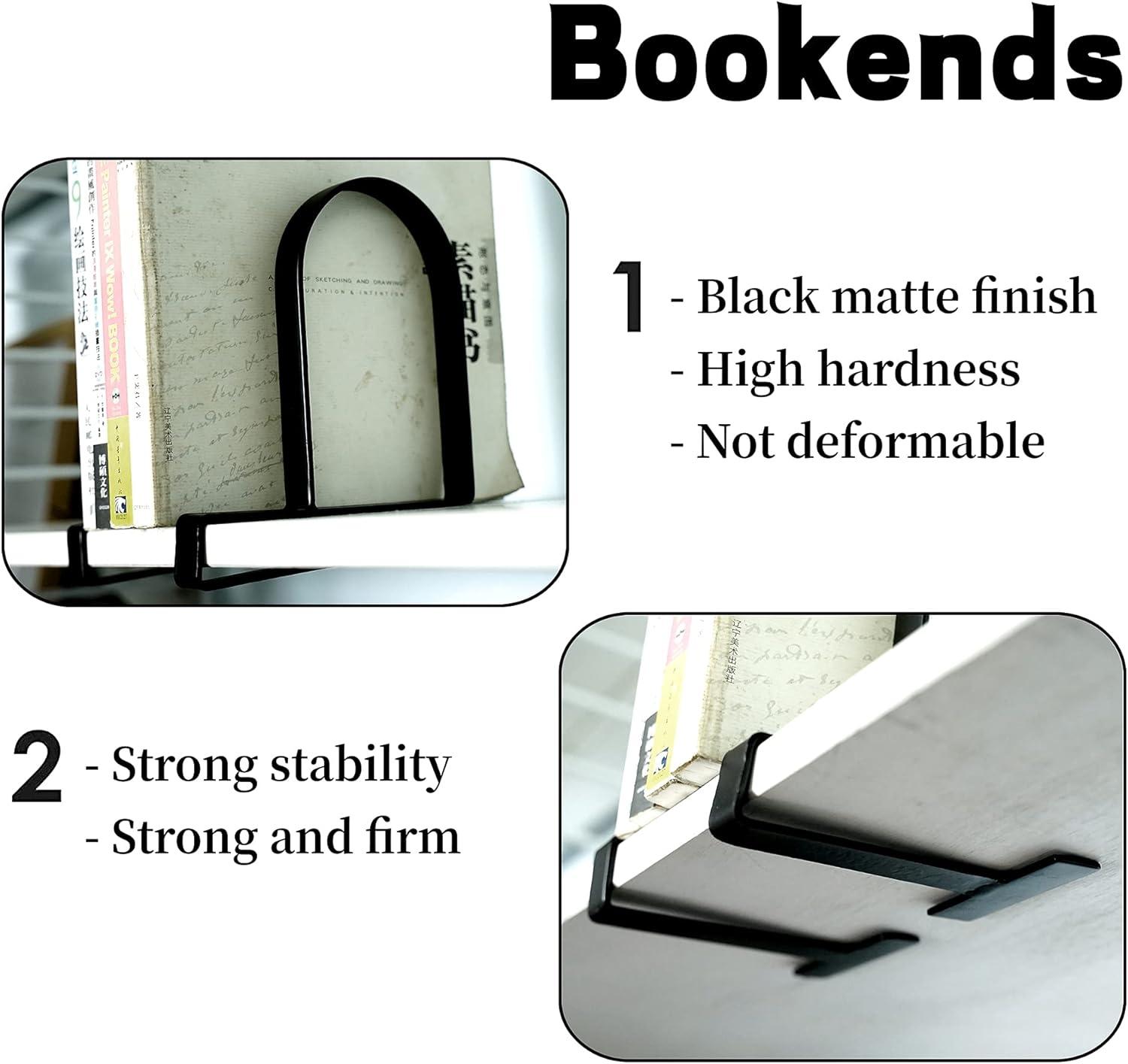 Clamped Bookends for Shelves: Heavy-Duty Book Ends Book Shelf Holders - Non-Skid Bookends Stoppers Supports for Office Study Room
