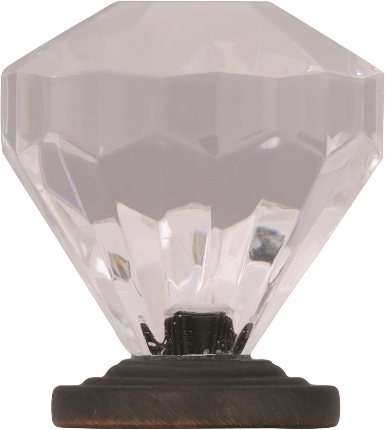 Round Clear Crystal and Oil-Rubbed Bronze Cabinet Knob