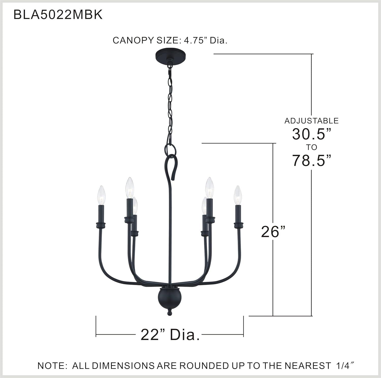 Quoizel Lighting - Blanche - 6 Light Chandelier in Matte Black