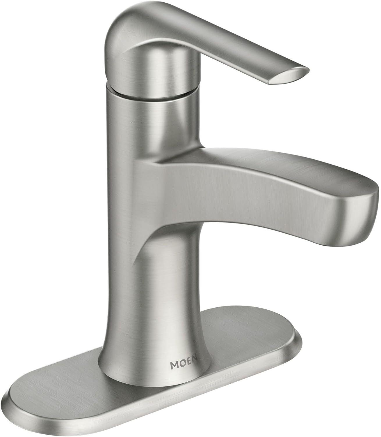 Moen Tilson Spot Resist Brushed Nickel Bathroom Faucet with Optional Deck Plate, 84565SRN