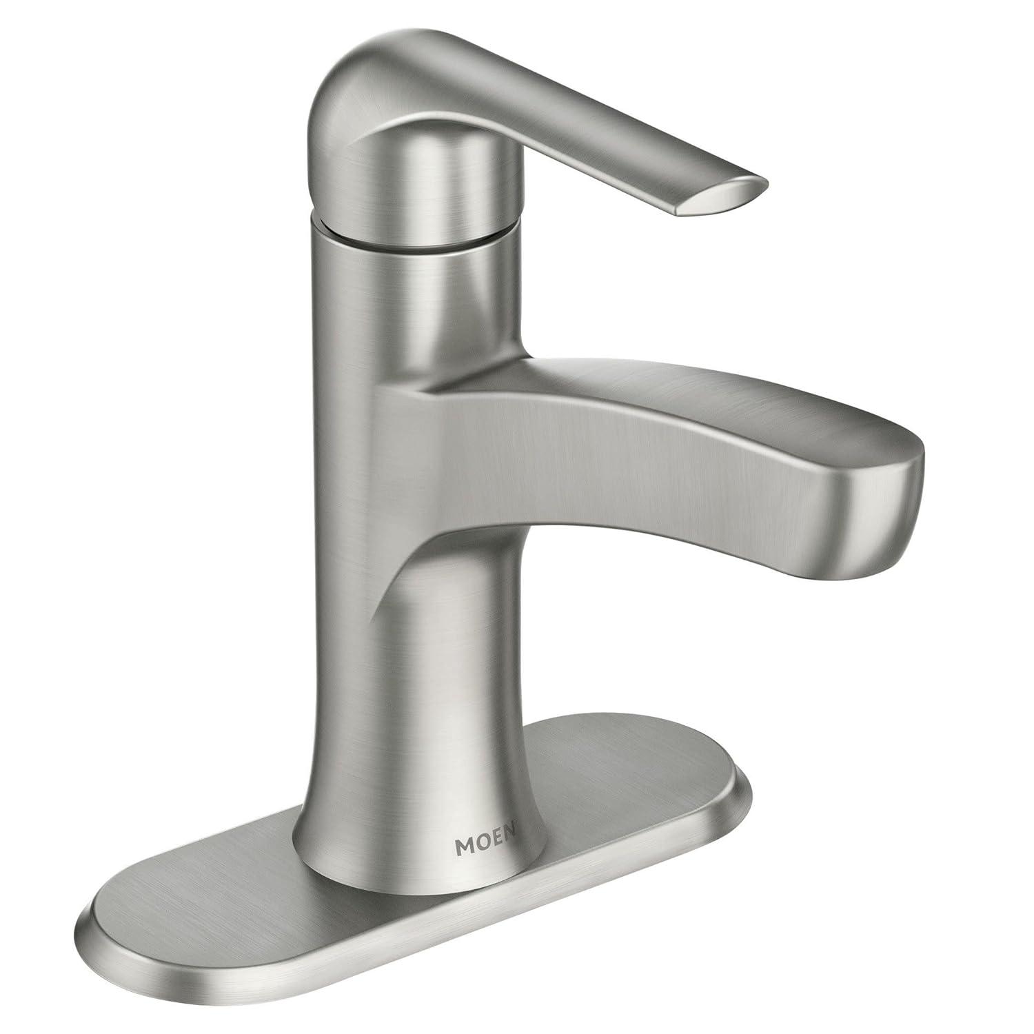 Moen Tilson Spot Resist Brushed Nickel Bathroom Faucet with Optional Deck Plate, 84565SRN