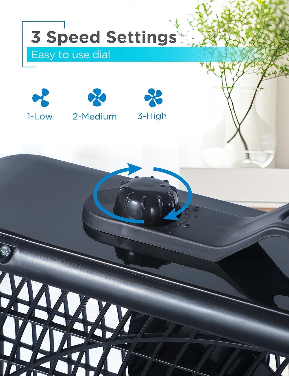 BLACK+DECKER BFP Series BLACK+DECKER 20” Box Fan with 3 Speed Settings, Powerful 80W Motor, 5-Blade Box Fan with Carry Handle, Rotary Knob, Black