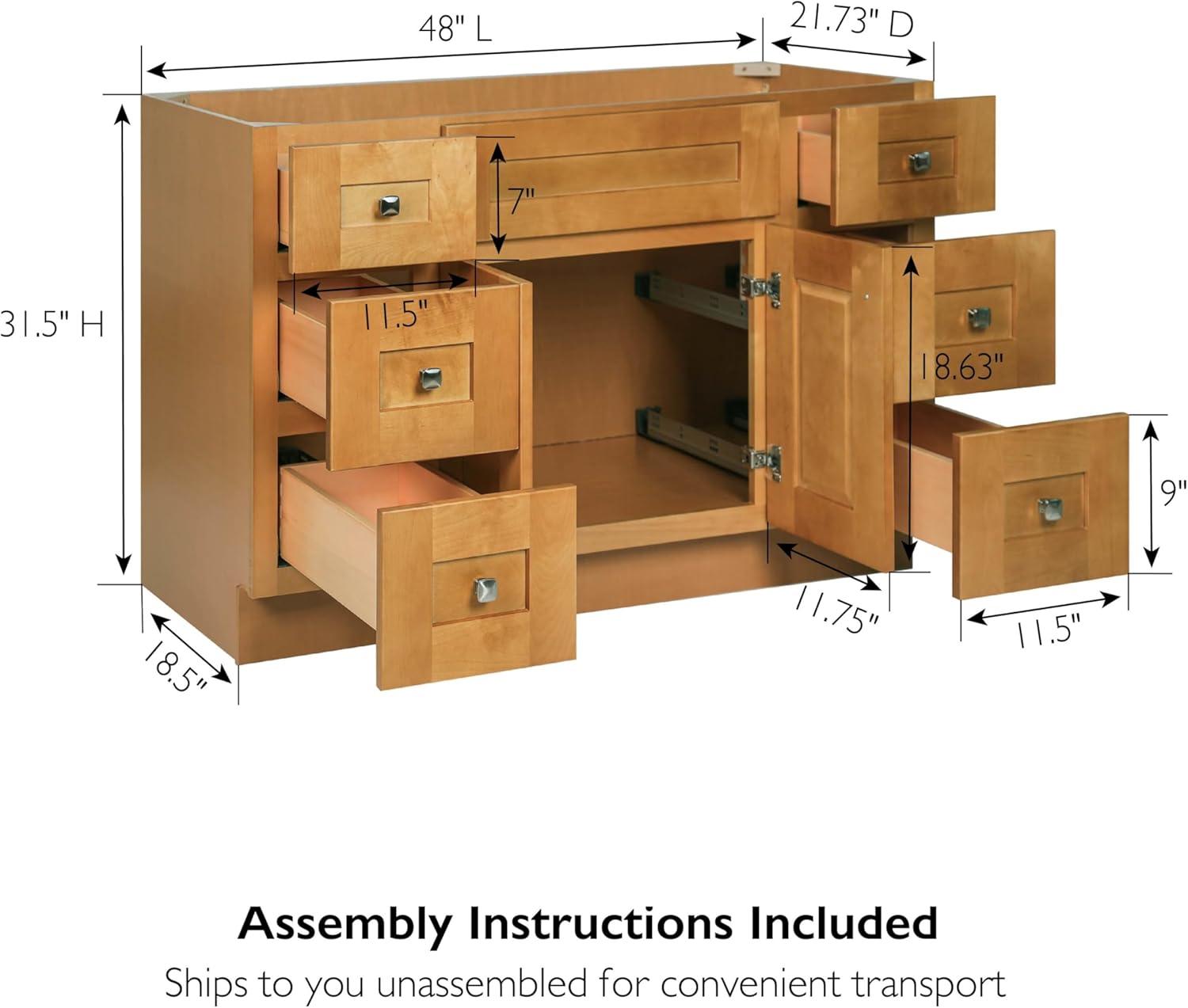 Brookings 48 Inch Bathroom Vanity, Ready to Assemble