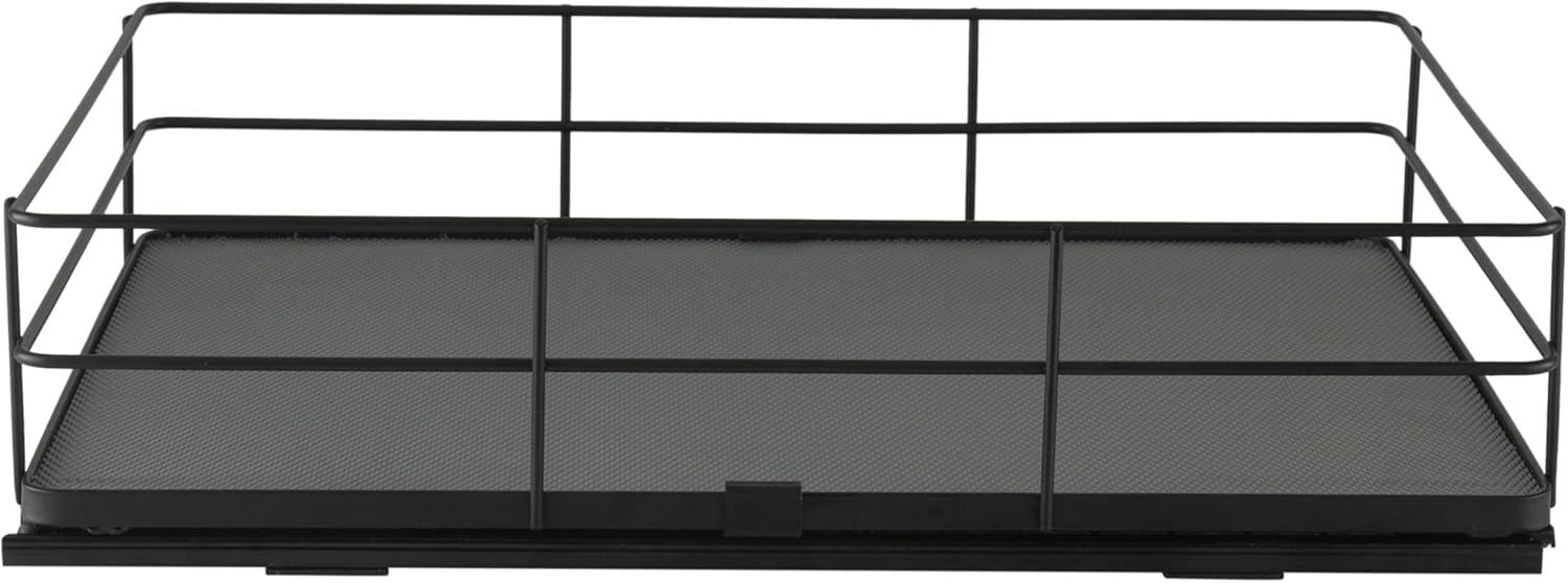 Organize It All 13.8"x20" Slide Out Shelf Organizer: Steel Kitchen Cabinet Storage, Black, 4.5" Height, 16.16 lbs