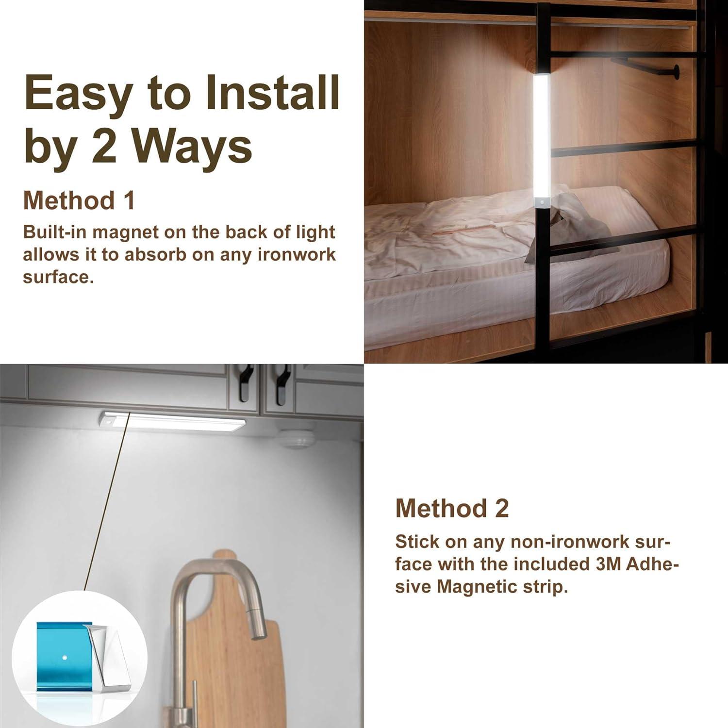 LEPOTEC 2022 30 LED Under Counter Closet Lighting, Pantry Light, LED Motion Sensor Cabinet Light Battery Powered Operated Light 2500mah Rechargeable Wireless Motion Sensor Closet Light