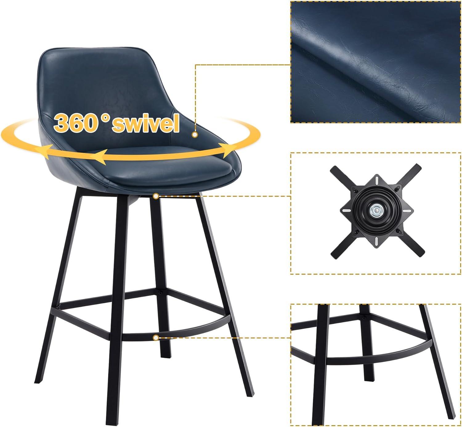 Janayshia Swivel 25.2'' Faux Leather Counter Stool