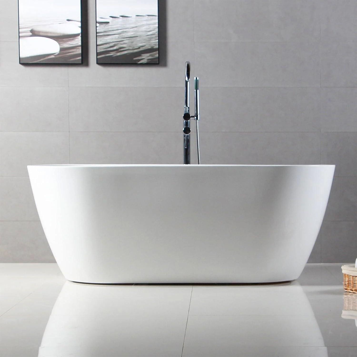 Bali Freestanding Soaking Bathtub with Chrome Drain