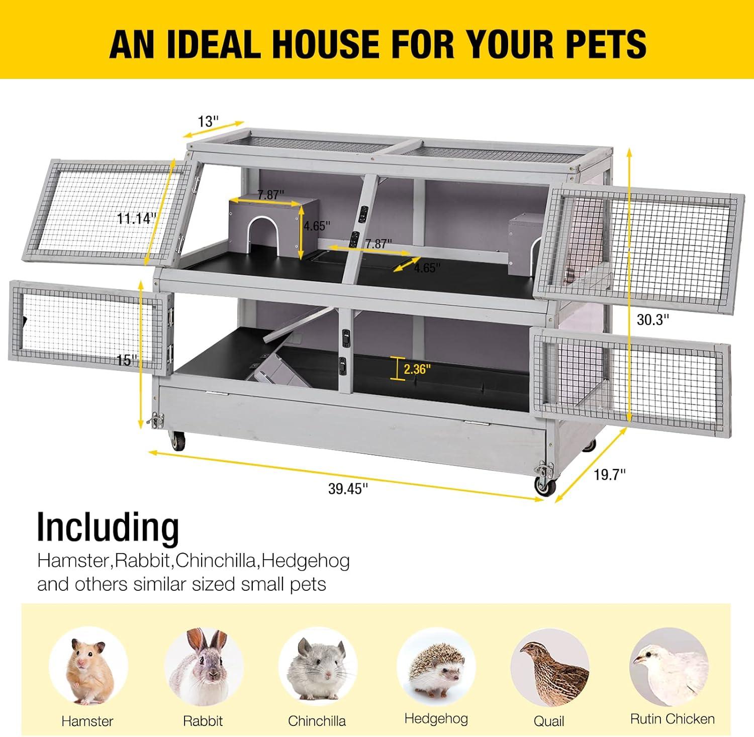 Gray Two-Level Metal Frame Rat and Hamster House