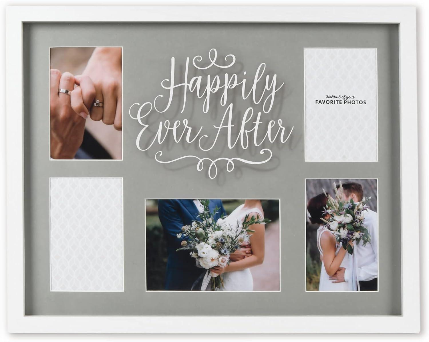 Prinz 5-Opening Happily Ever After Collage Picture Frame, Holds (4) 4x6, (1) 5x7 Photos, Grey