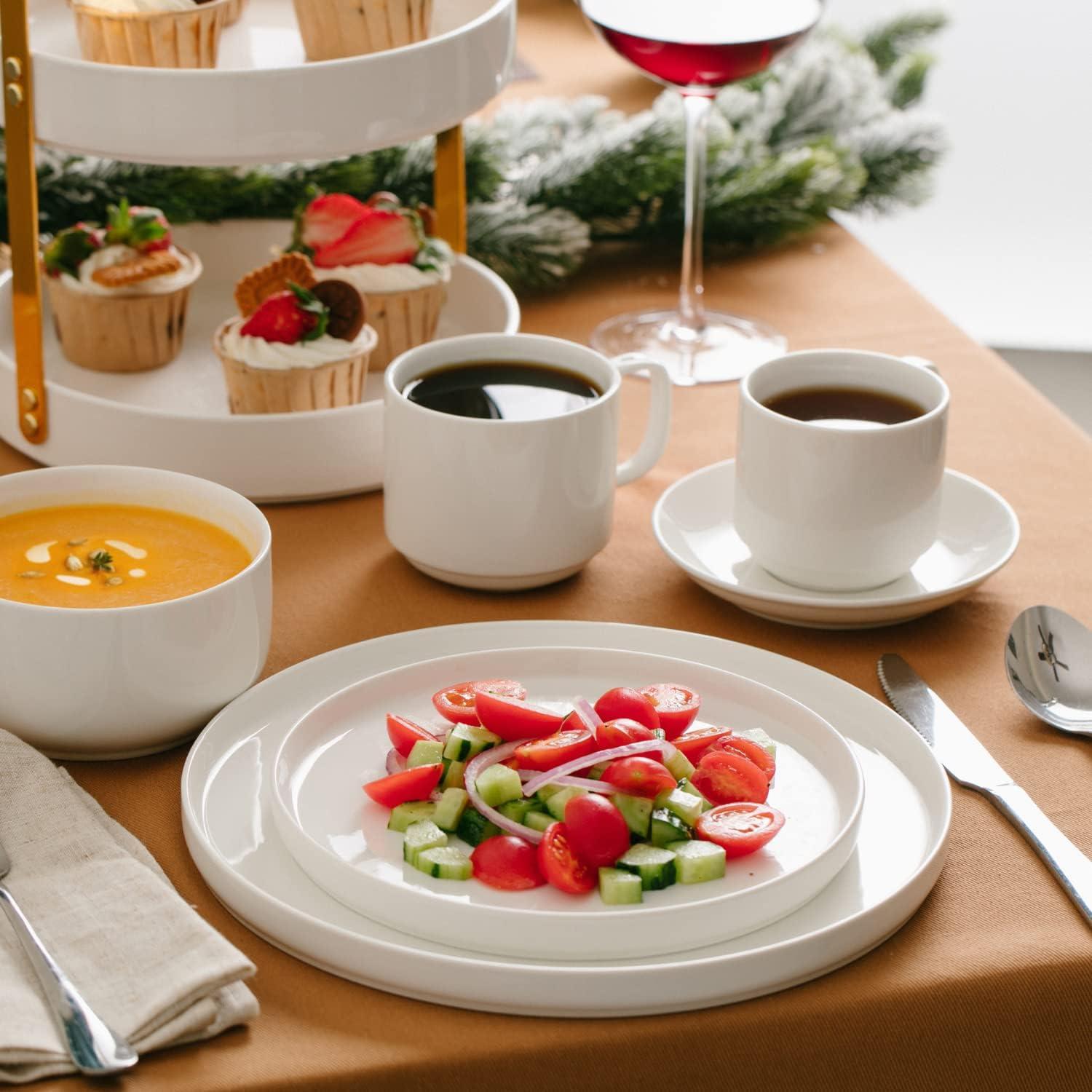 BTaT- Porcelain Stackable Coffee Mugs, 12 Pack, 12 oz, White, Ceramic Coffee Cups, Dishwasher and Microwave Safe