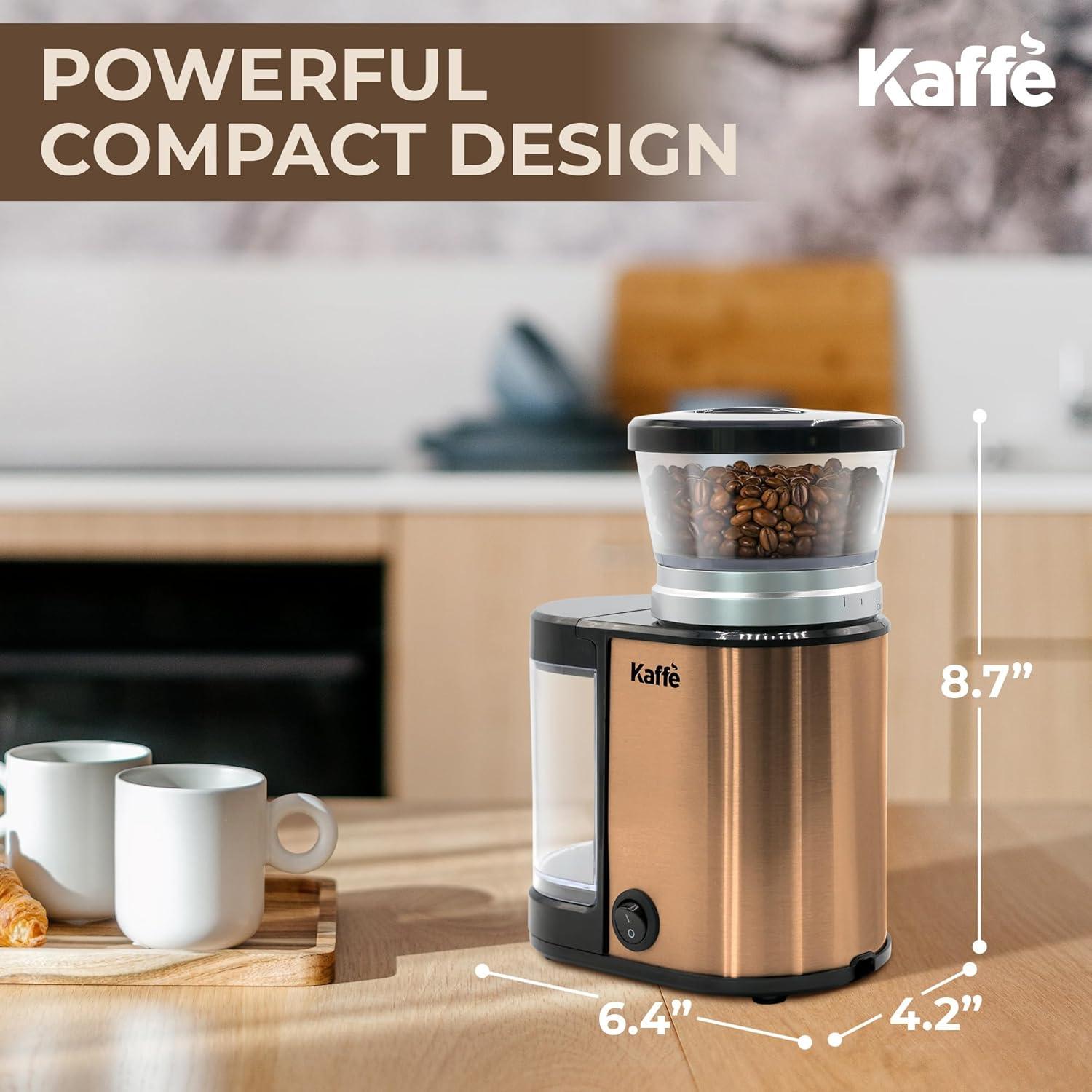 Copper Stainless Steel Electric Burr Coffee Grinder with Adjustable Settings