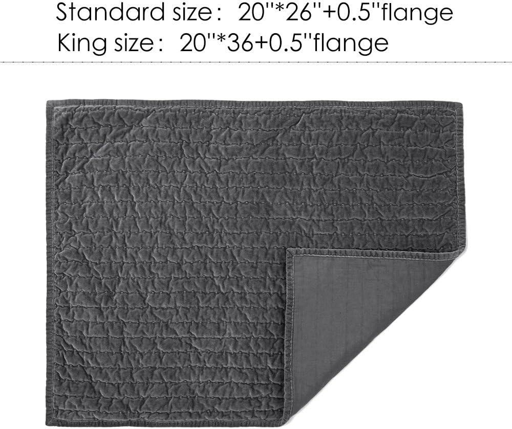 ELEGANT LIFE HOME Bed Pillow Sham Royal Cotton Velvet Pic-Stitch Standard Pillow Sham - 20'' x 26'', Grey, 1 Piece