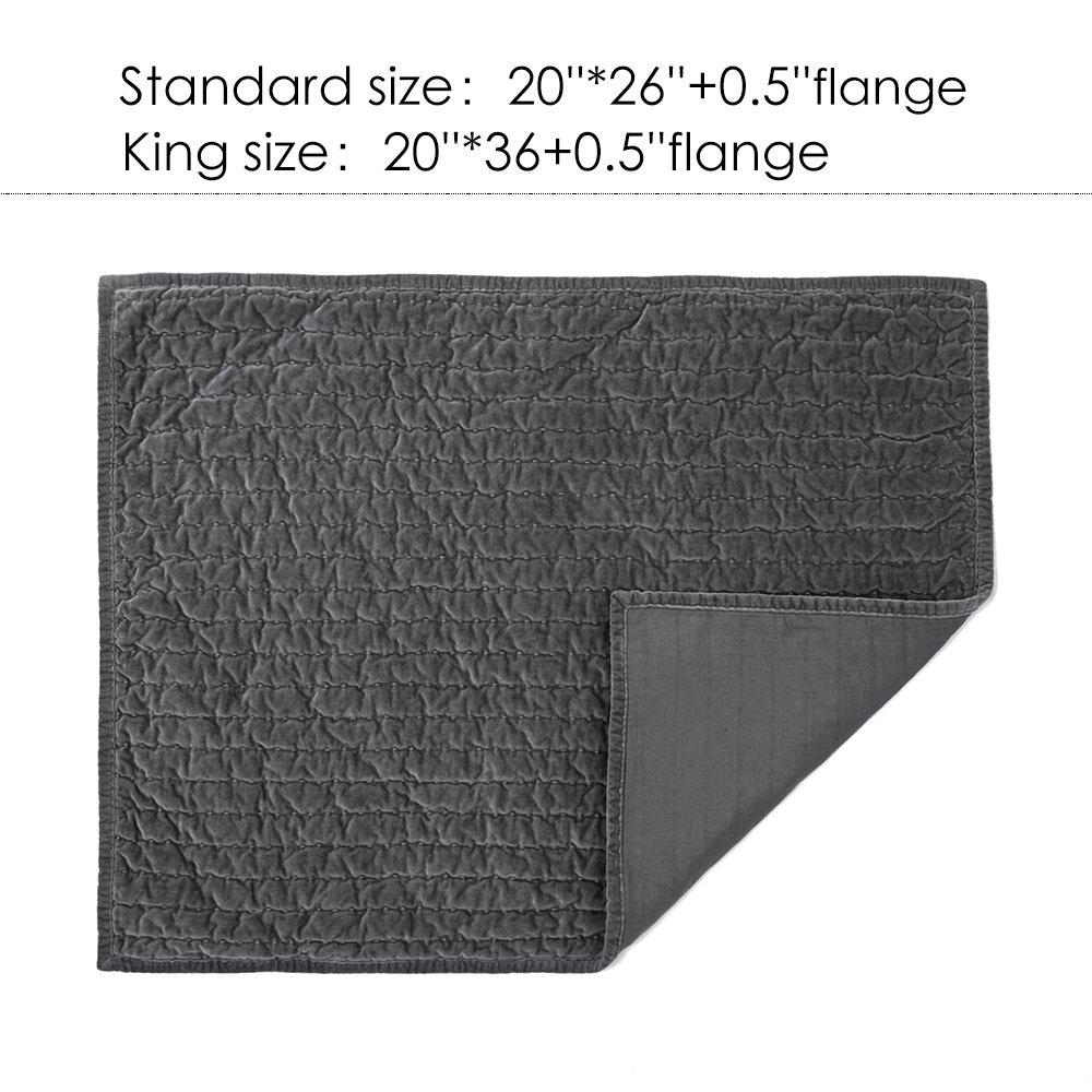 ELEGANT LIFE HOME Bed Pillow Sham Royal Cotton Velvet Pic-Stitch Standard Pillow Sham - 20'' x 26'', Grey, 1 Piece