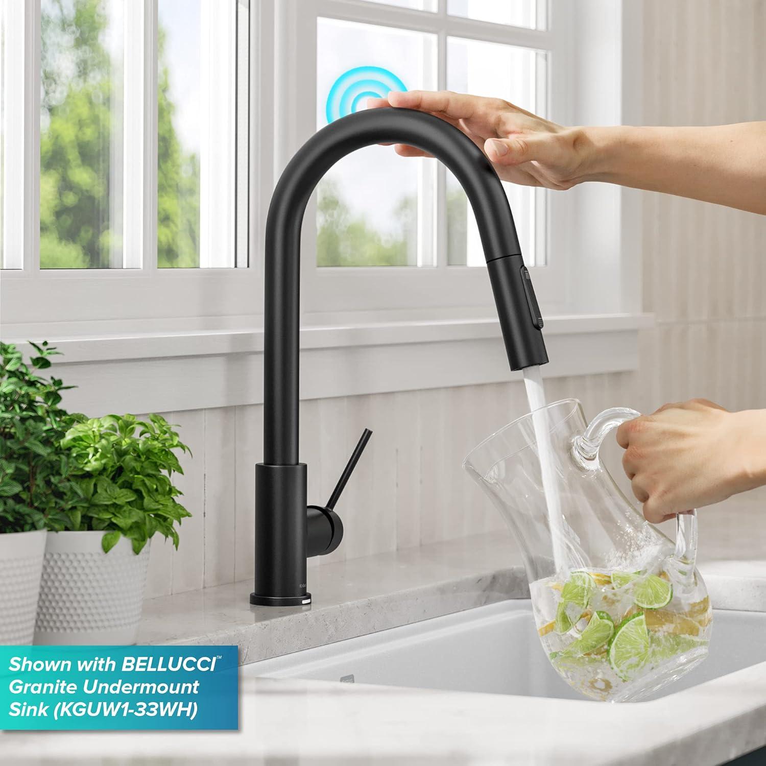 Matte Black Touch-Control Kitchen Faucet with Pull-Down Sprayer