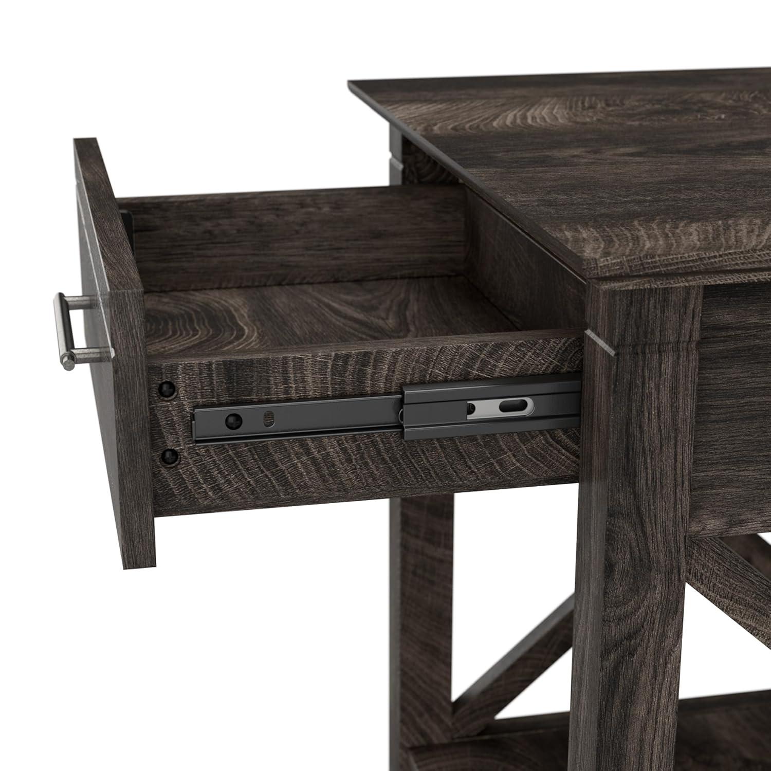Bush Furniture Key West End Table with Storage, Dark Gray Hickory