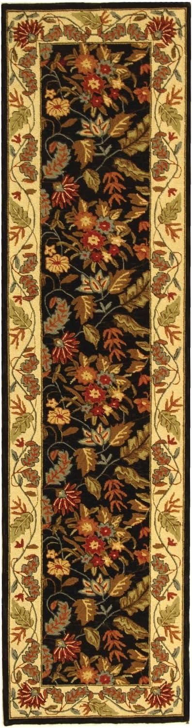 SAFAVIEH Chelsea Alaia Floral Wool Area Rug, Black, 6' x 6' Square