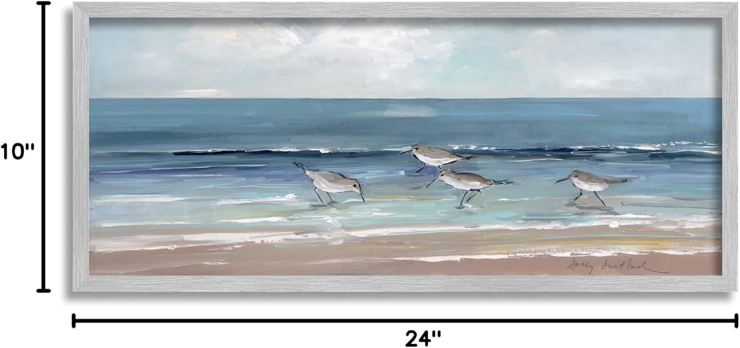 Stupell Industries Sandpipers Birds Cloudy Sky Beach Shore Painting, 24 x 10, Design by Sally Swatland