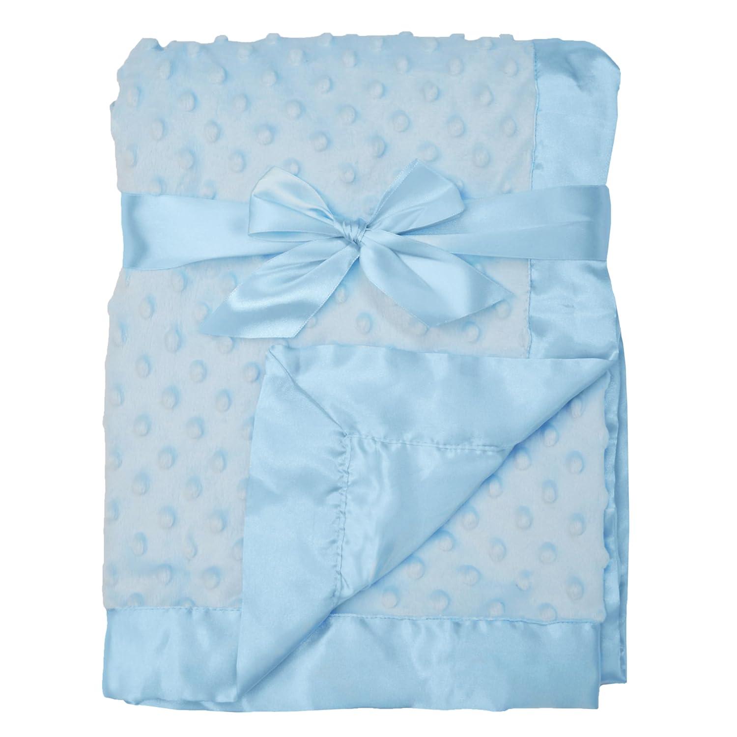 American Baby - Heavenly Soft Chenille Minky Dot Receiving Blanket, Blue