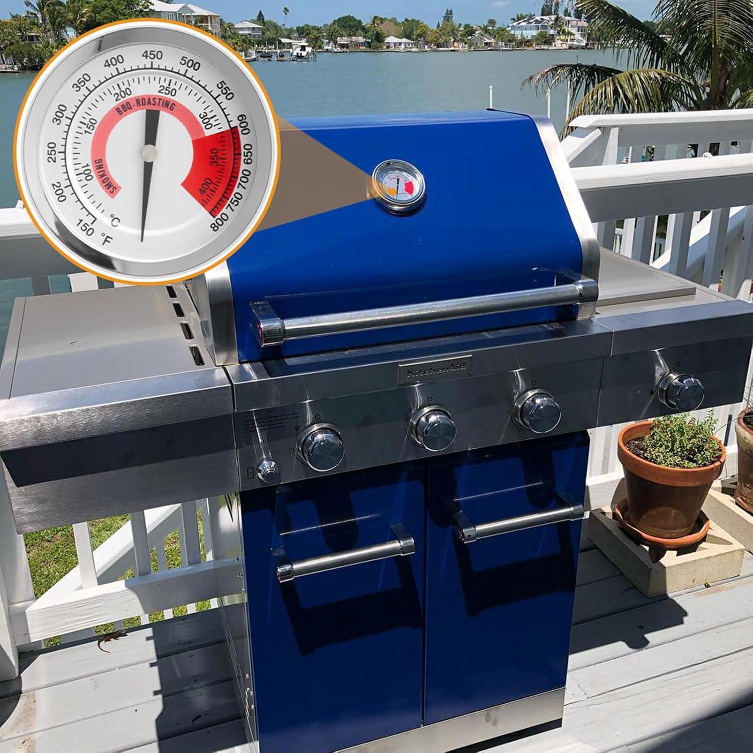 BBQ Grill Thermometer Heat Indicator Replacement Parts for Kitchenaid 720-0787D, 720-0819, 720-0745, 720-0733A, 720-0745B, 720-0826 - Compatible Barbeque Temperature Gauge Thermostat