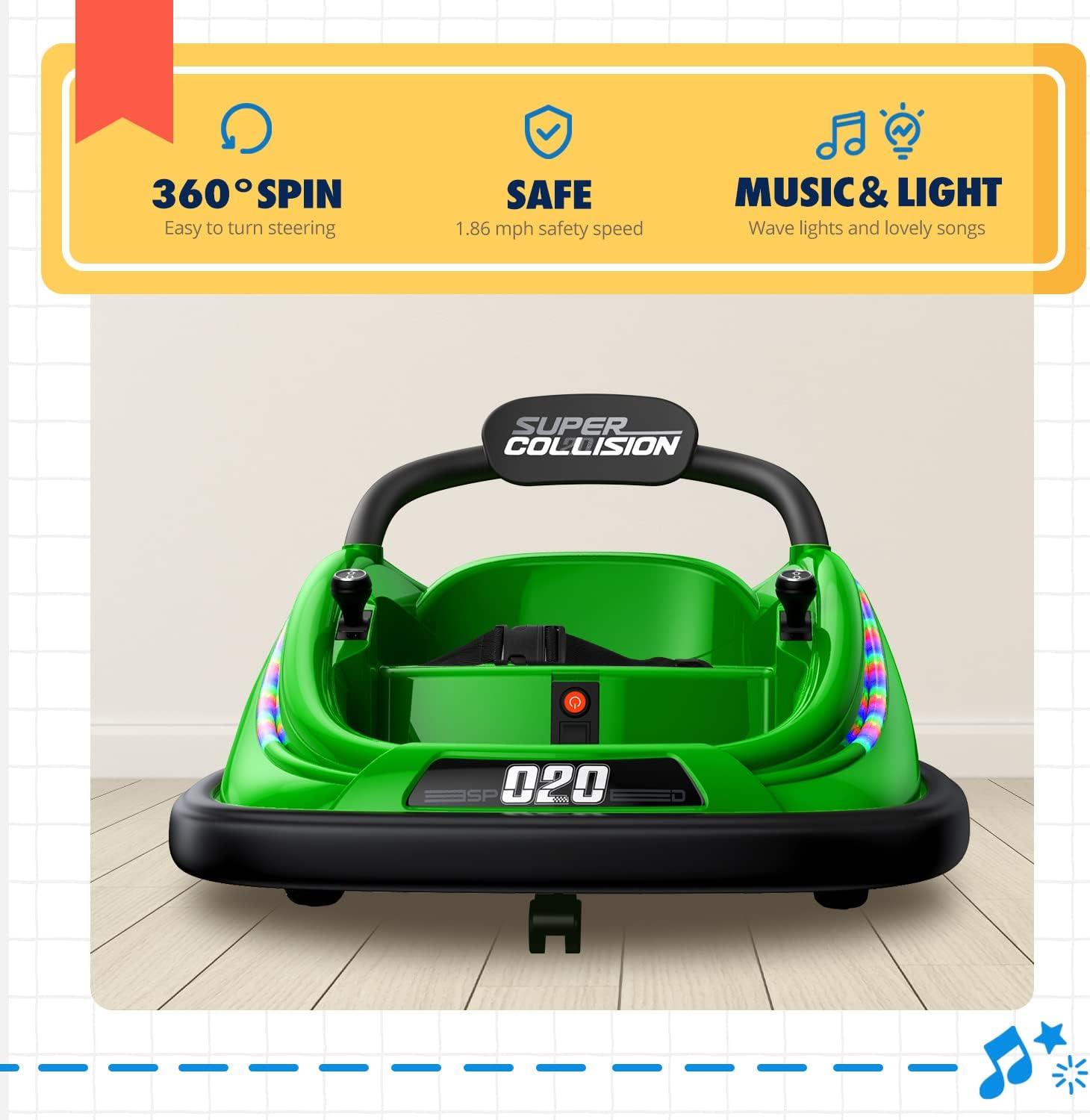 Green 12V Electric Kids Bumper Car with Remote Control