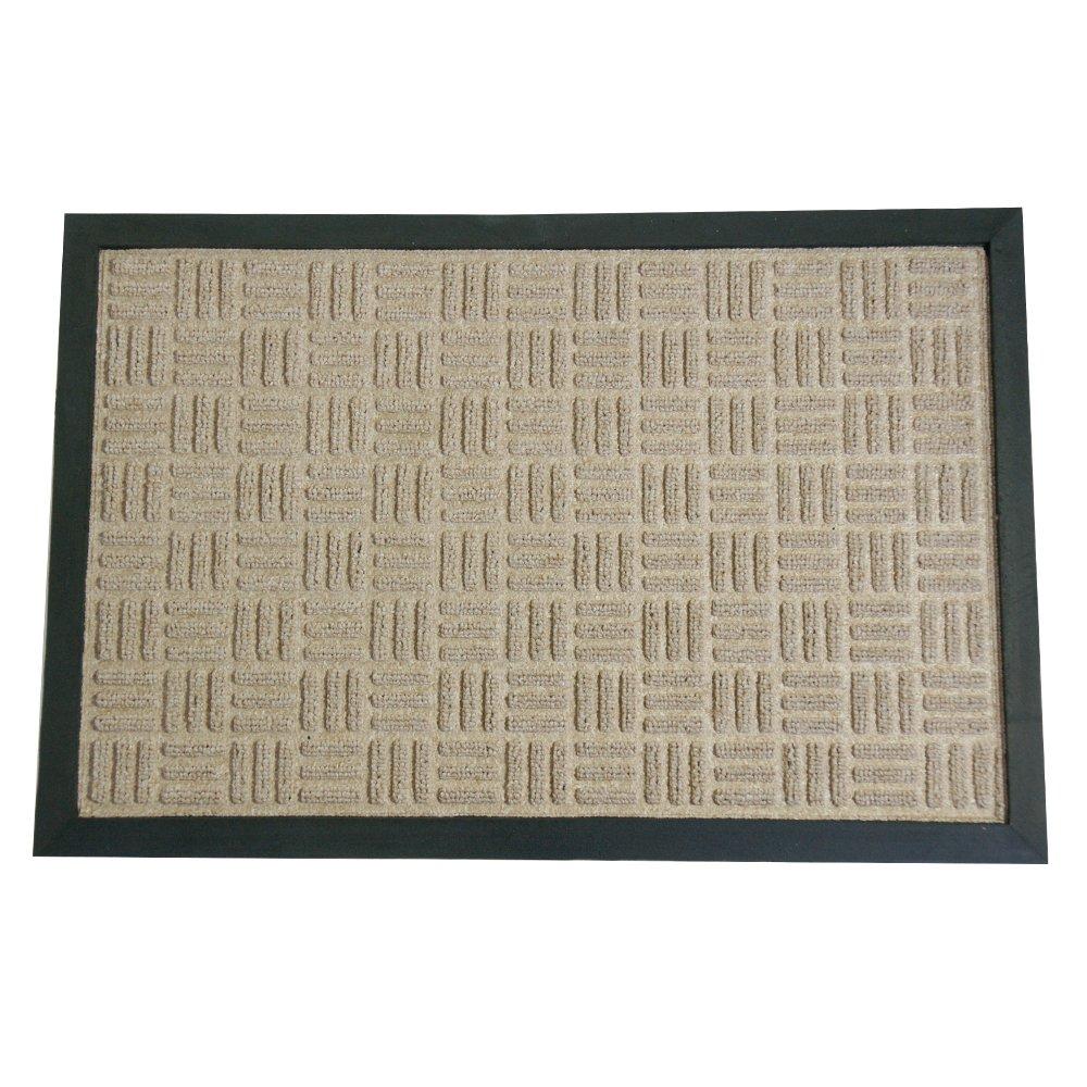 Rubber-Cal "Wellington" Rubber Backed Carpet Doormat - 16 x 24 inches - Tan Polypropylene Mat