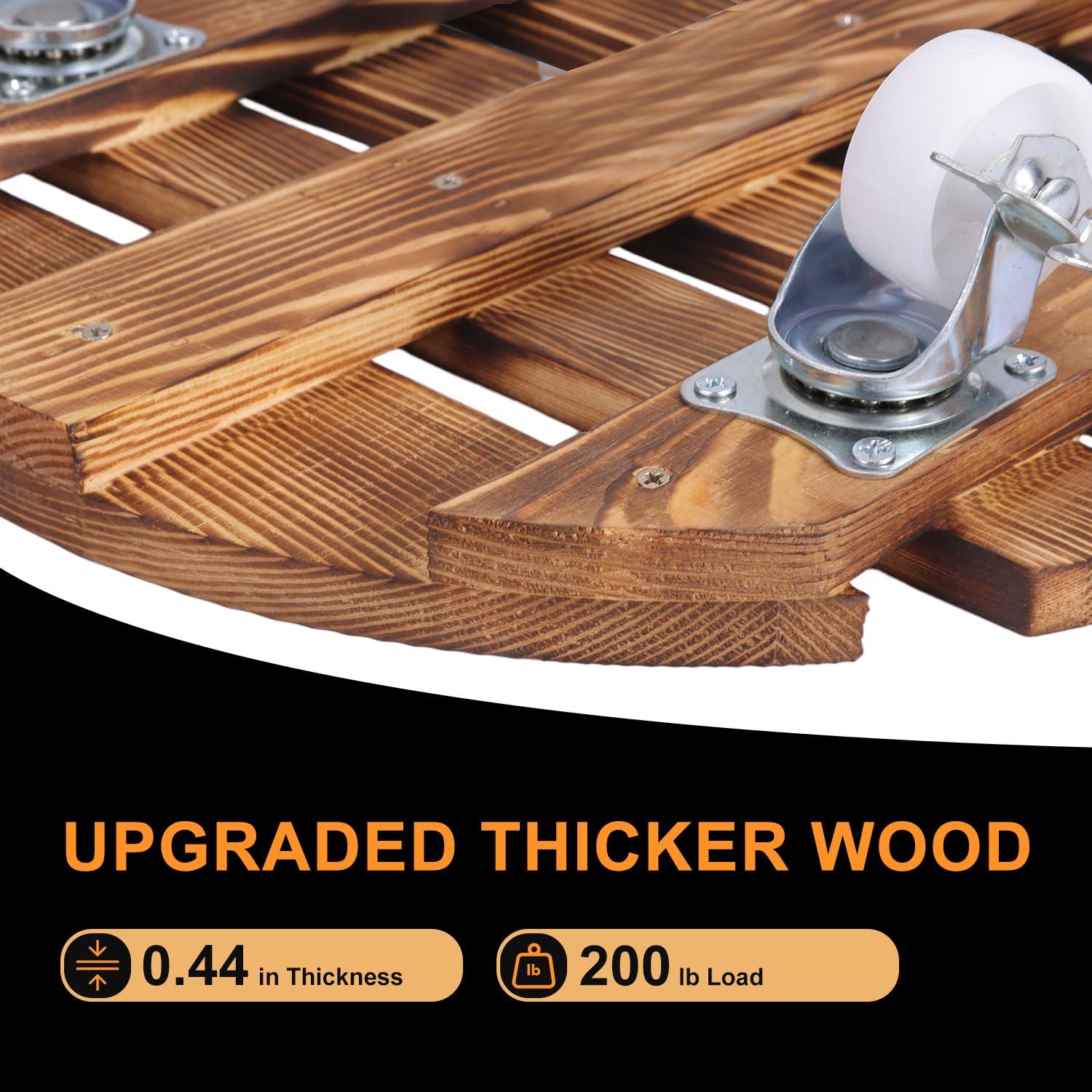 BUSATIA 2pack 12" Plant Caddy Plant Stand with Wheels,Rolling Plant Stand Heavy Duty Wooden Round Plant Dolly Rollers with 360°Metal Lockable Casters Indoor Outdoor Pot Plant Roller Base Caddies