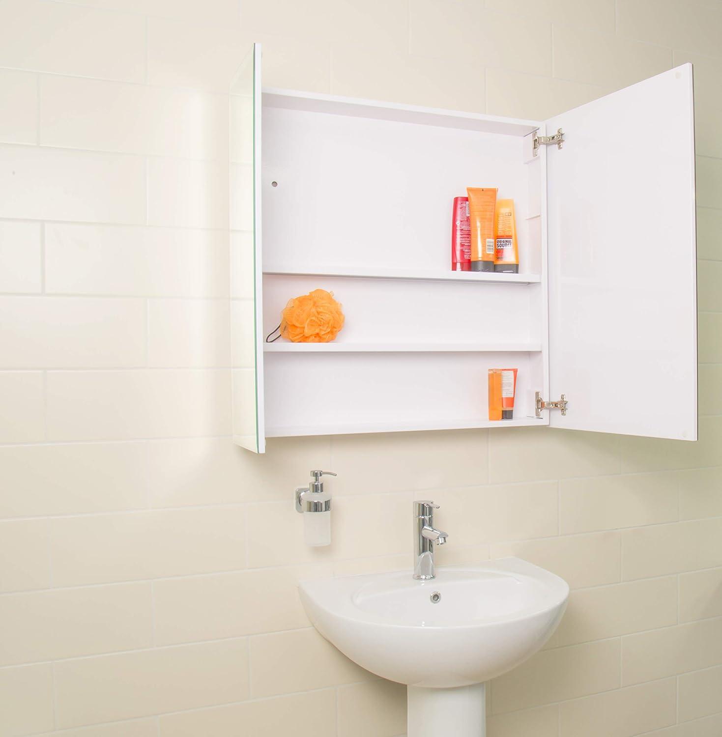 Croydex 30-in x 30-in Surface Mount White Steel Mirrored Square Medicine Cabinet