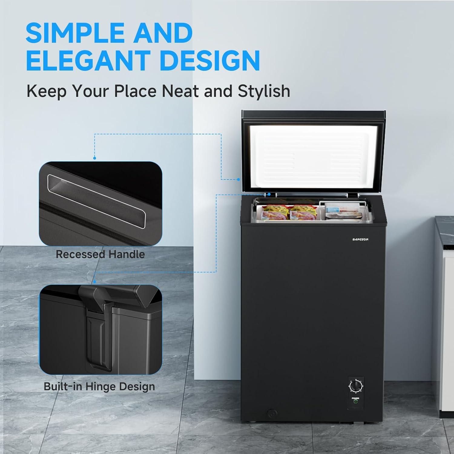 BANGSON 7.0 Cu.Ft Chest Freezer, Deep Freezer with Adjustable Thermostat, Top Open Door Freezer with Removable Basket