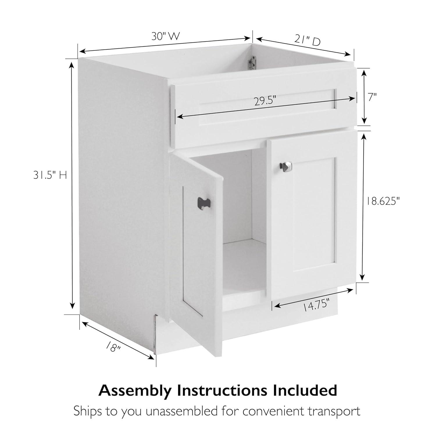 Design House Brookings 30 Inch Bathroom Vanity, Ready to Assemble, Solid Wood, Sherwin Williams – Design House, 587089
