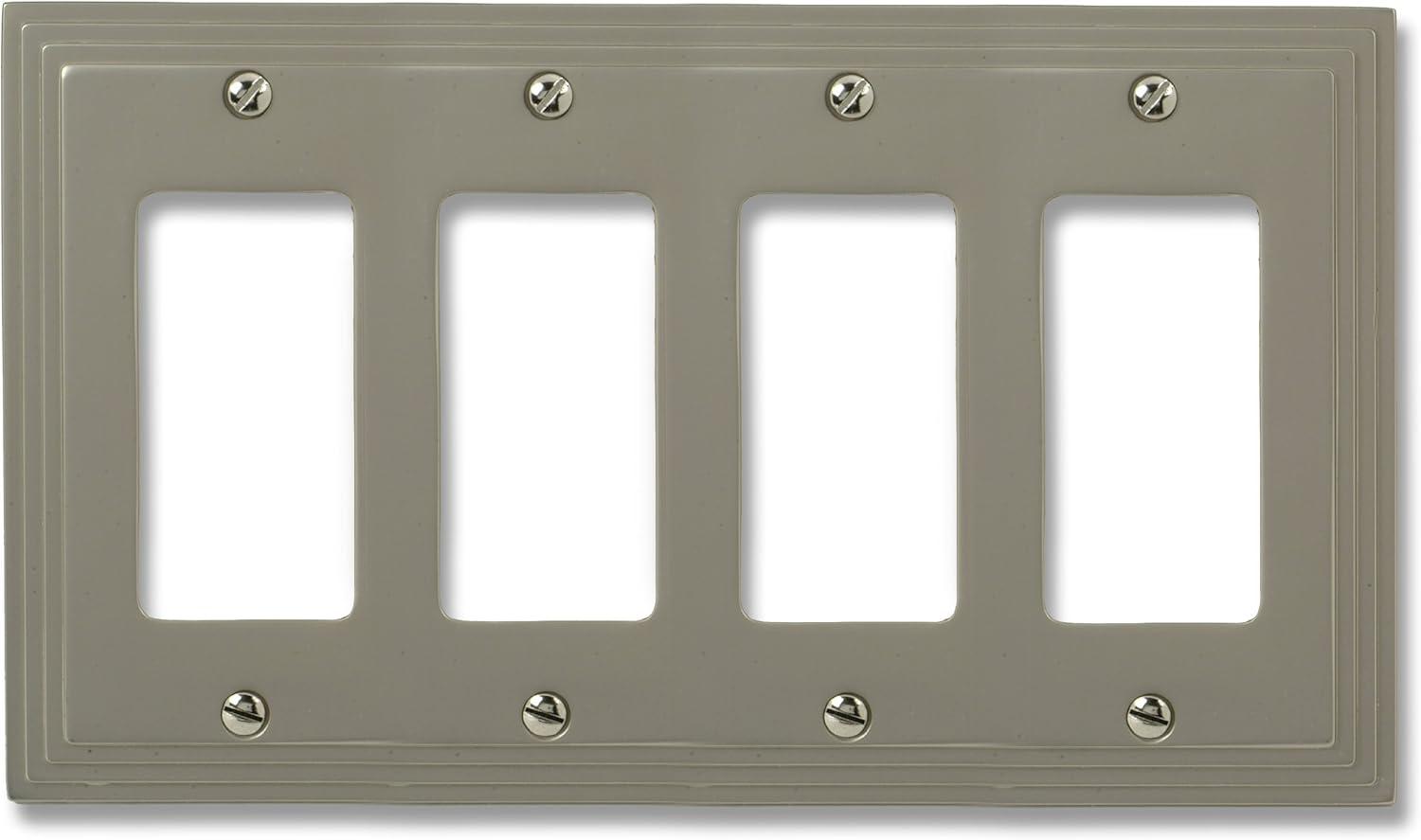 Amerelle 84R4N Steps Wallplate, 4 Rocker GFCI, Cast Metal, Satin Nickel, 1-Pack