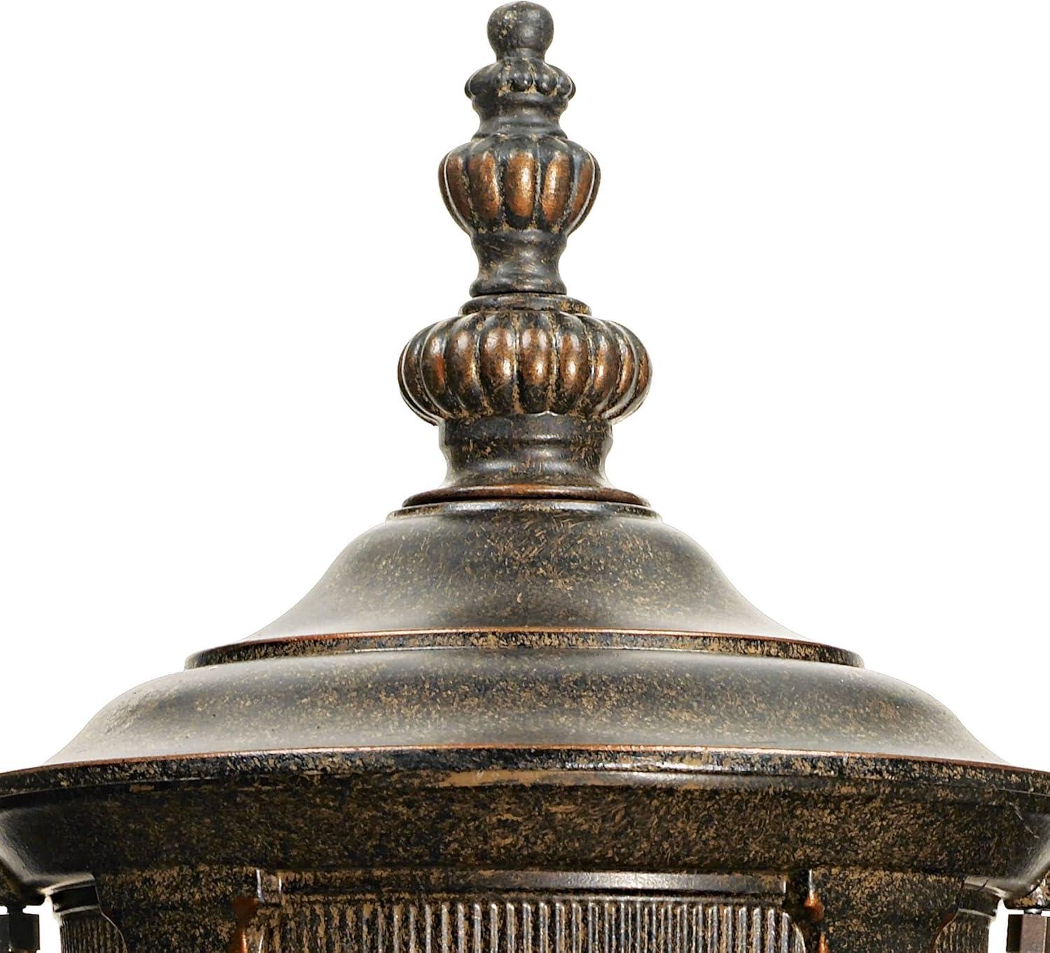 John Timberland Bellagio Rustic Vintage Outdoor Wall Light Fixtures Set of 2 Veranda Bronze Metal 16 1/2" Champagne Glass for Post Exterior