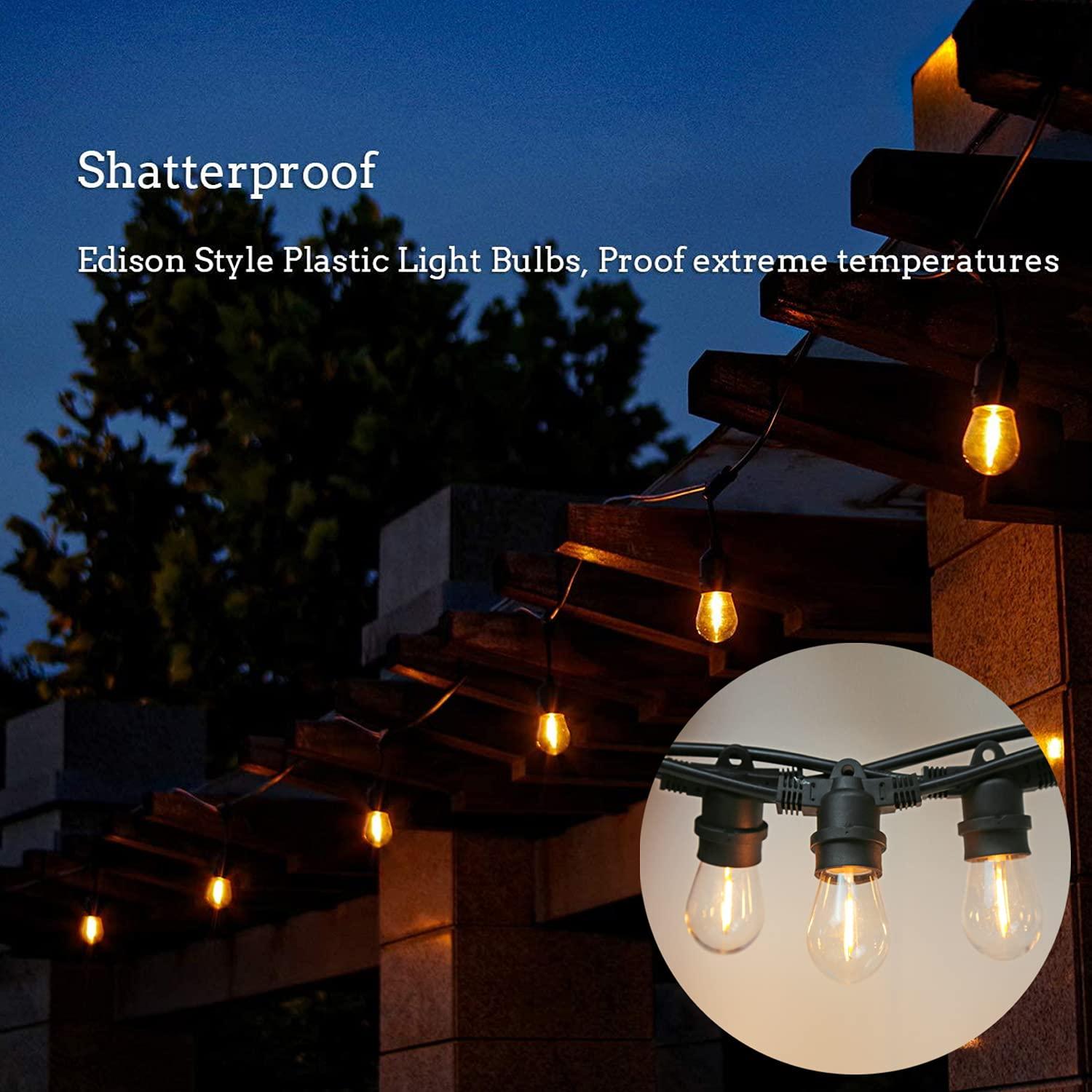 Svater Replacement Bulbs for Outdoor String Lights, 15 Pack S14 LED Bulbs for Patio, E26 Base 1W Bulb Equal to 11W Incandescent, Dimmable,Shatterproof 2700K Warm White