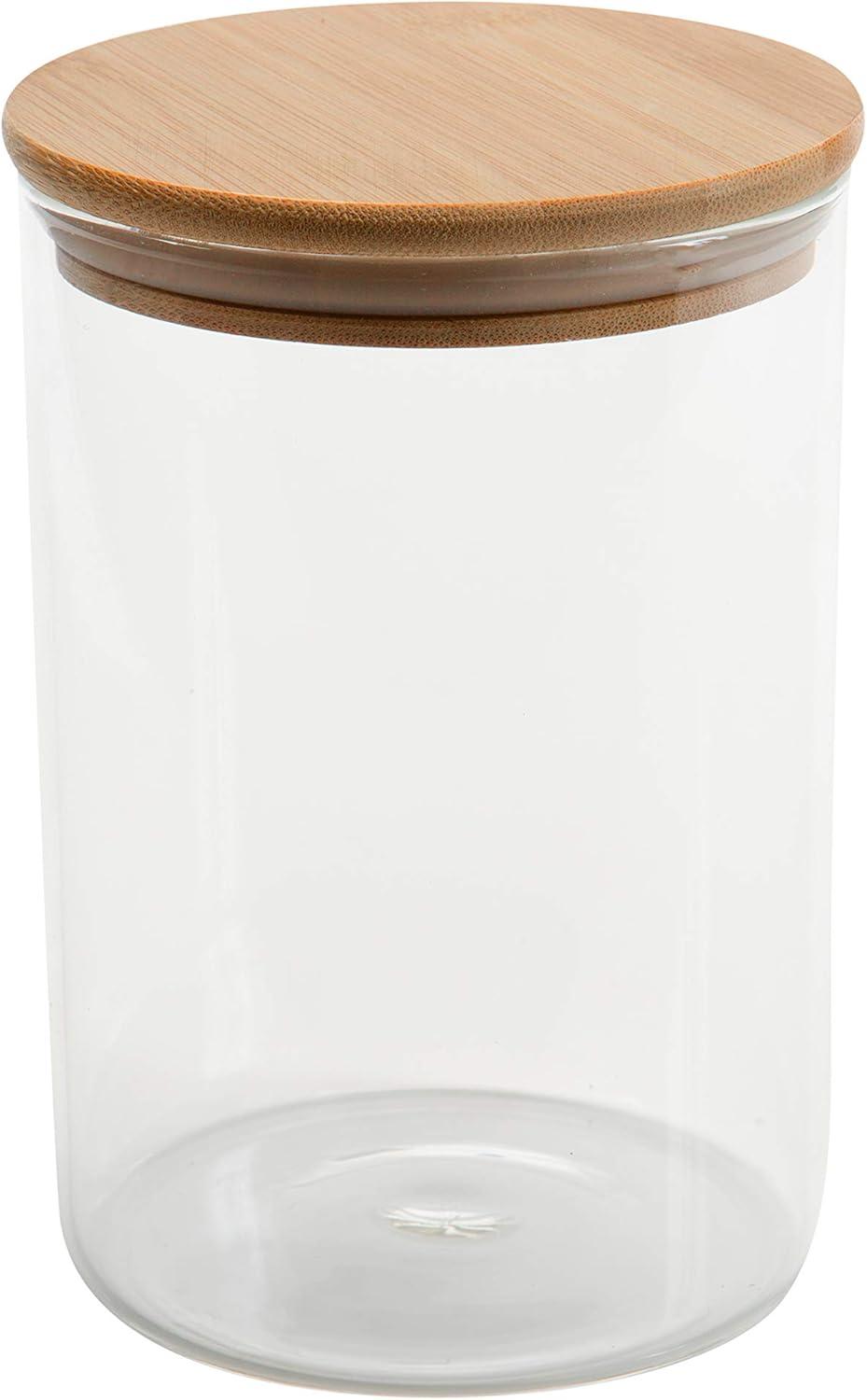 Eco-Friendly 1L Clear Glass Storage Jar with Bamboo Lid