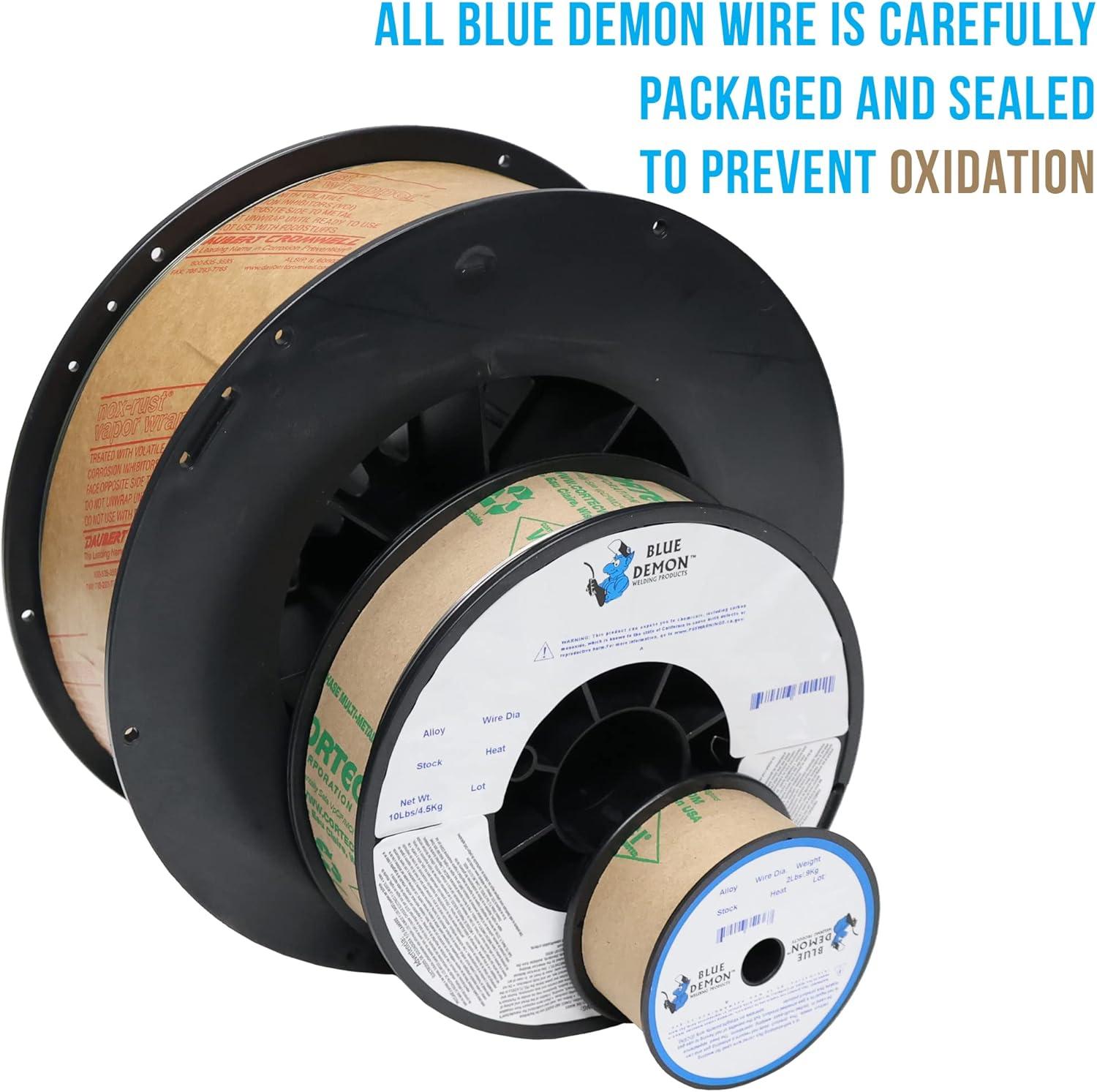 Blue Demon ER70S6 MIG/GMAW Carbon Steel Welding Wire, All Position, Low Spatter, Formulated to Provide Porosity-Free, X-Ray Quality Welds even on Dirty/Rusty Steel (.030" 11# Spool)