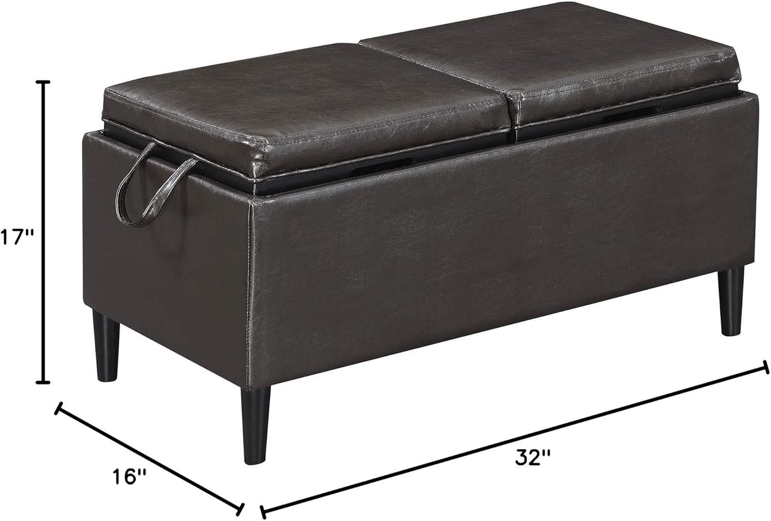 Convenience Concepts Designs4Comfort Magnolia Storage Ottoman with Reversible Trays, Espresso Faux Leather