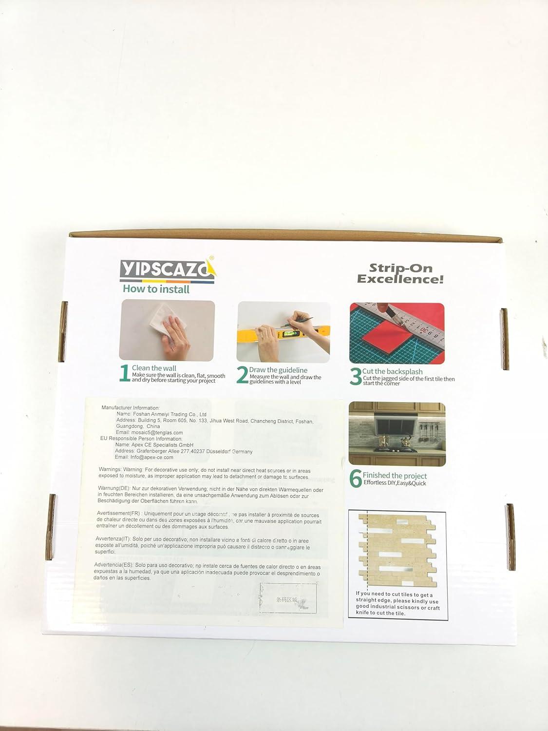 10-Pack Peel and Stick Tile Backsplash 12"X12" PVC Wall Tiles, Stick on Backsplash for Kitchen, Bathroom Tile, Fireplace Décor, Laundry Table, Stair Decals in Cala Golden