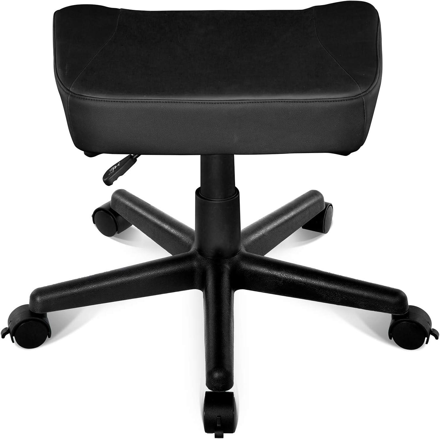 AKRacing Ottoman Footrest with PU Leather Upholstery, Adjustable Height and Swivel Wheels for Office and Gaming Chairs - Black